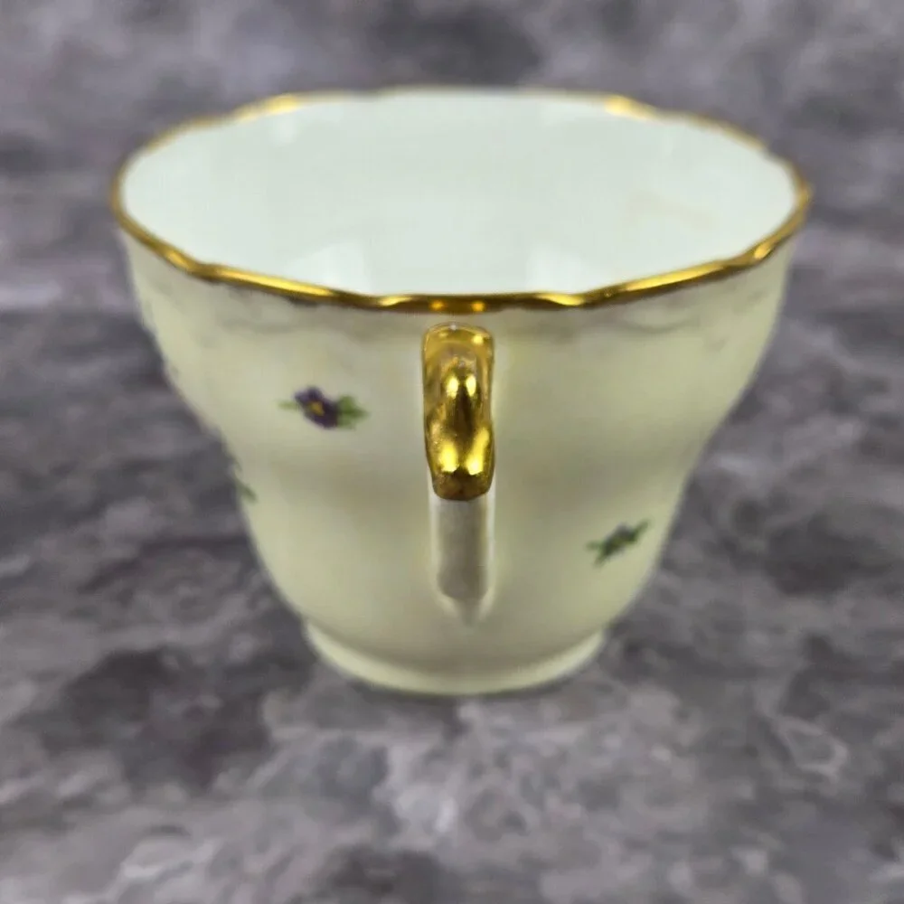 Vintage Porcelain 3 Piece Set Cup, Saucer, Snack Plate Floral Pattern Gold Trim